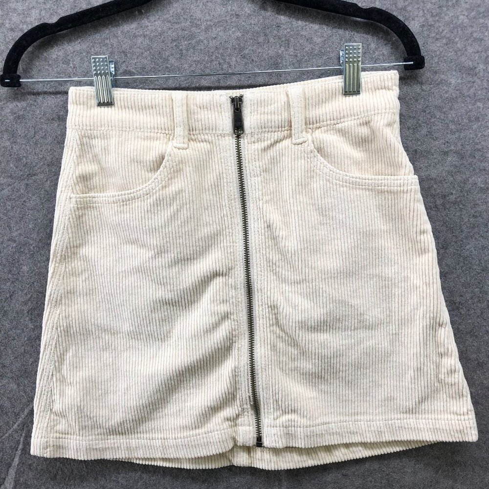 American Eagle Super‎ Hi-Rise A-Line Corduroy Mini Skirt Womens 00 Zip Beige